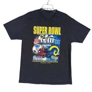 Super Bowl LIII 2019 History Dates and Places Graphic Tee Size Medium Black